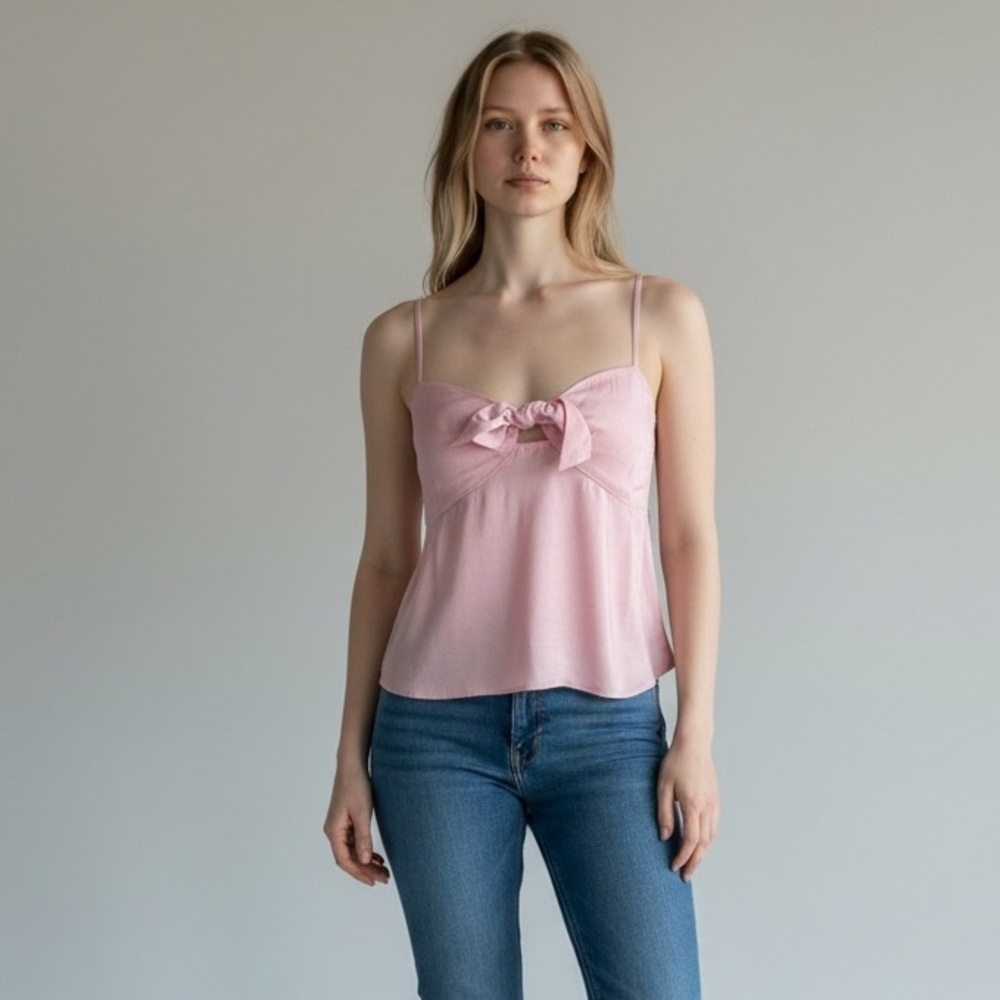 BP pink opal crop top halter smocked back adjustable strap pastel size S